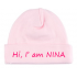 Babymutsje "Hi i am (naam)"