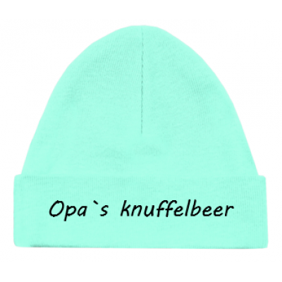 Babymutsje "opa`s knuffelbeer"