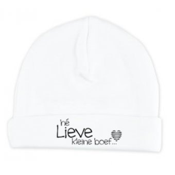 Babymutsje "he lieve kleine boef"