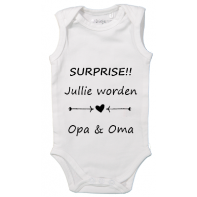 Rompertje "Surprise jullie worden opa & oma" Rompertje "Surprise jullie worden opa & oma"