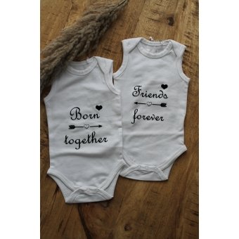 Romper tweeling "Born together, Friends forever"