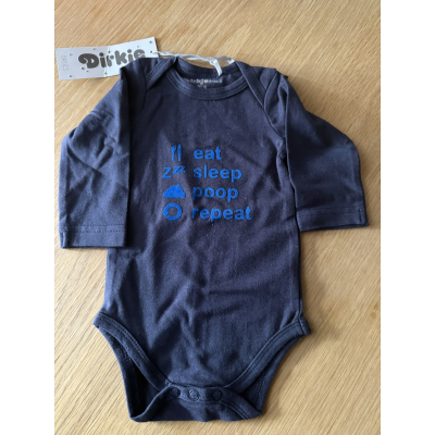 Romper maat 50/56 "Eat, sleep, poop, repeat" Romper maat 50/56 "Eat, sleep, poop, repeat"
