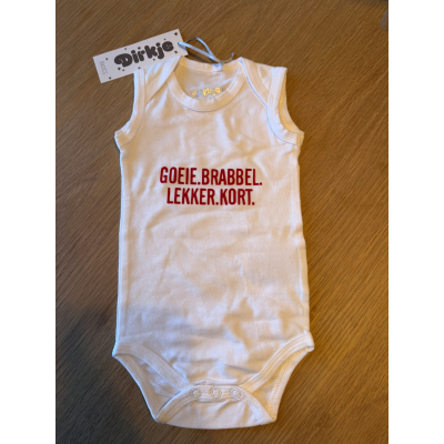 Romper maat 62/68 "Goeie brabbel, lekker kort" Romper maat 62/68 "Goeie brabbel, lekker kort"
