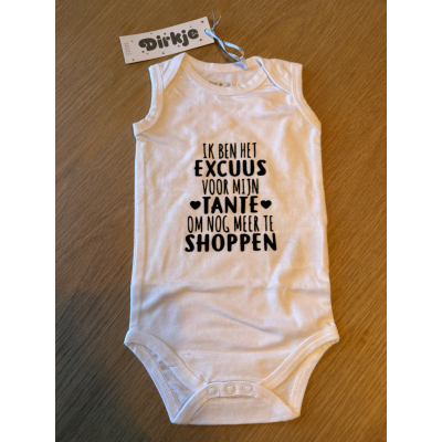 Romper maat 62/68 "Ik ben het excuus van mijn tante" Romper maat 62/68 "Ik ben het excuus van mijn tante"