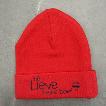 Babymutsje "He lieve kleine boef" Babymutsje "He lieve kleine boef"